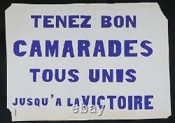 Affiche originale mai 68 TENEZ BON CAMARADES TOUS UNIS french poster 1968 166