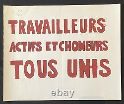 Affiche originale mai 68 TRAVAILLEURS ACTIFS ET CHOMEURS poster may 1968 688
