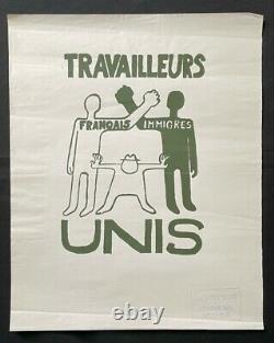 Affiche originale mai 68 TRAVAILLEURS FRANCAIS IMMIGRES UNIS poster may 1968 704