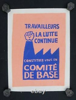 Affiche originale mai 68 TRAVAILLEURS LA LUTTE CONTINUE poster may 1968 213