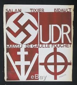 Affiche originale mai 68 UDR SALAN TIXIER BIDAUT MASSU french poster 1968 062