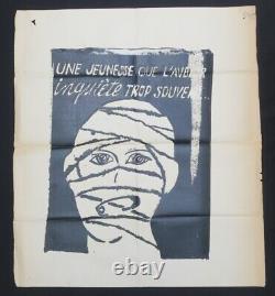 Affiche originale mai 68 UNE JEUNESSE QUE L'AVENIR INQUIETE poster may 1968 633