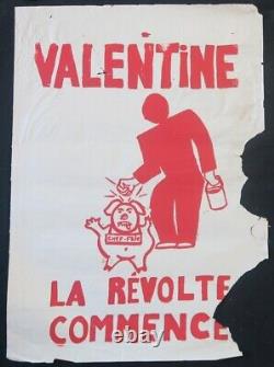 Affiche originale mai 68 VALENTINE LA REVOLTE COMMENCE poster 1968 437