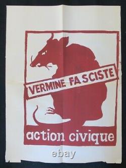 Affiche originale mai 68 VERMINE FASCISTE rat poster 1968 416