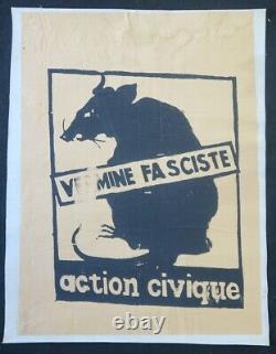 Affiche originale mai 68 VERMINE FASCITE ACTION CIVIQUE poster may 1968 442