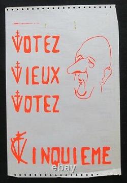 Affiche originale mai 68 VOTEZ VIEUX VOTEZ 5ème DE GAULLE poster may 1968 288