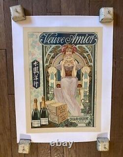 Affiche vintage Original French Art Nouveau Champagne Poster, Veuve Amiot 1890