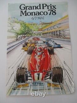 Ao951b F1 Original Affiche Grand Prix De Monaco 6/7 Mai 1978 Bon Etat