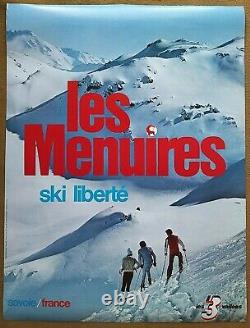 Courchevel Meribel Menuires 3 Vallees, 8 affiches anciennes ski/original posters