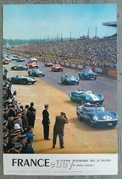 Course automobile 24 heures Le Mans Affiche ancienne/original poster 1959