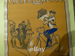 Cycles lorette affiche pub ancienne 1920 velo cyclisme Bourges original poster