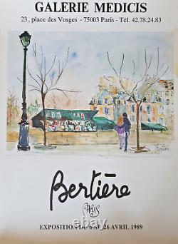 Denise Bertiere Affiche Originale D'exposition- Poster Quais De Paris 1989
