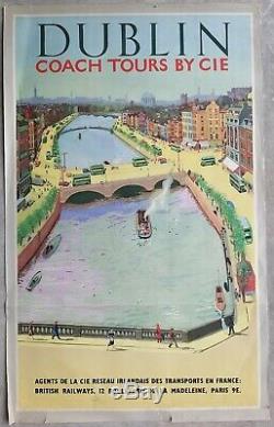 Dublin Irelande British Railways Affiche ancienne /original poster 1950's