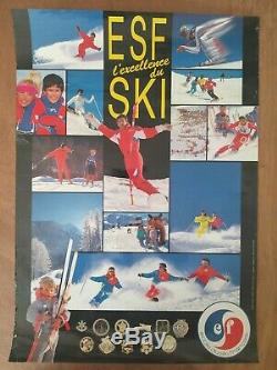 ESF Ecole du ski francais 6 affiches originales/skiing vintage posters