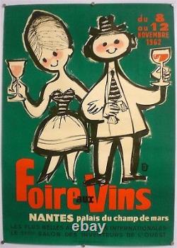 Foire Aux Vins Original Poster Nantes Very Rare Affiche 1962