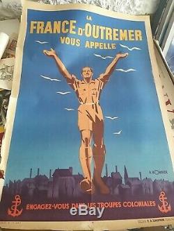 France d'outremer Troupes coloniales Affiche ancienne/original poster 1946
