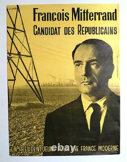 Francois Mitterrand Elections Original Poster Rare Affiche 1965