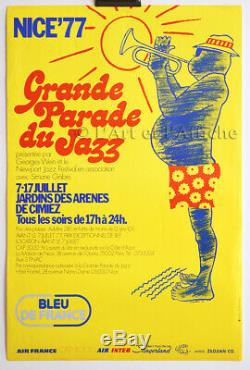 GRANDE PARADE DU JAZZ NICE 77, Affiche originale 1970's Vintage Music Poster