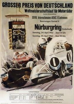 GROSSER PREIS NÜRBURGRING 1965 Affiche originale entoilée VAN HUSEN 64x88cm