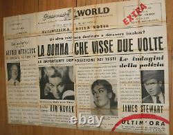 James Stewart Kim Novak Vertigo 1958 Italian Poster Affiche Original