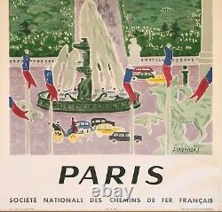Jules Cavailles Affiche Originale 1957 Sncf Ville Paris Idf French Poster