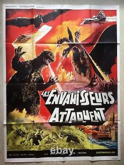 LES ENVAHISSEURS ATTAQUENT / Affiche Cinéma 1968 Original Kaiju Movie Poster