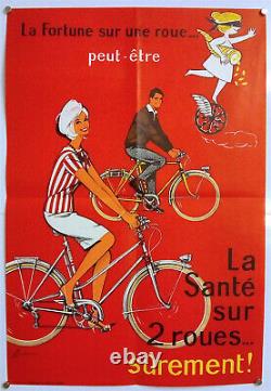 La Santé Sur Deux Roues Original Poster Very Rare Affiche Circa 1970