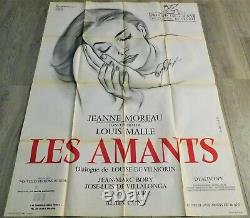 Les Amants Affiche ORIGINALE Poster 120x160cm 4763 1958 J Moreau L Malle
