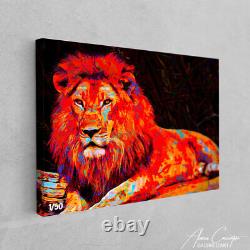 Lion Tableau Cadre Peinture Pop Art Portrait Poster Impression Sur Toile Affiche
