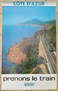 Lot de 7 affiches anciennes train SNCF Buffet Cote d'Azur. /original posters