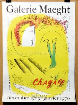 Marc CHAGALL, LE FOND JAUNE Affiche litho originale 1969 Original Art poster