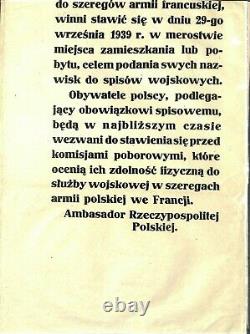Militaria / Affiche Originale Poster / Mobilisation Des Polonais / Polish Army