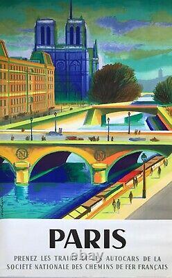 Nathan Garamond Affiche Original 1957 Paris Sncf Railways French Poster