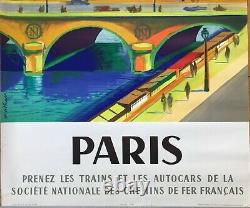 Nathan Garamond Affiche Original 1957 Paris Sncf Railways French Poster