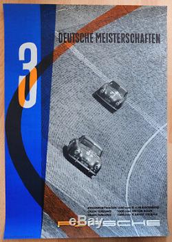 Original Porsche Affiche Poster 3 Allemand Meisterschaften 1956 356 Rare