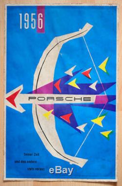 Original Porsche Affiche Poster 356 Publicité la Premières Années 1956 Rare