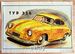 Original Porsche Affiche Poster Porsche 356 Beginn une Légende de 1951 Rare