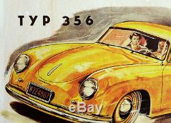 Original Porsche Affiche Poster Porsche 356 Beginn une Légende de 1951 Rare