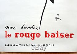 Original Publicité Affiche le Rouge Baiser Rene Gruau 1949 Très Rare