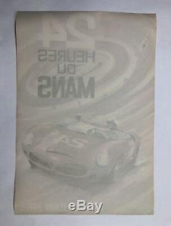 Original Vintage Affiche 24 Hueres Du Mans 1963 le Automobile de Course Leygnac