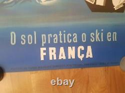 Original poster affiche ancienne ski O SOL PRATICA O SKI EN FRANCA Dubois