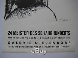 Picasso Pablo Affiche 1968 Signée Dans Planche Signed Poster Galerie Nierendorf