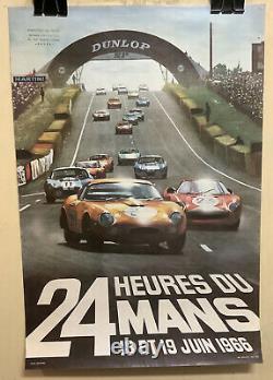 Rare Affiche Originale Course Auto 24HR DU MANS 1966 Race Poster Le Mans