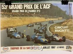 Rare Affiche Originale Course Auto GRAND PRIX ACF 1967 LE MANS Race Poster