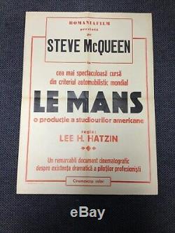 Rare affiche originale film Le Mans Steve McQueen version roumaine