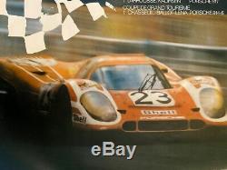 Rare affiche originale victoire Porsche au 24h du Mans 1970