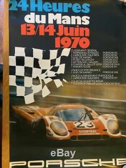 Rare affiche originale victoire Porsche au 24h du Mans 1970