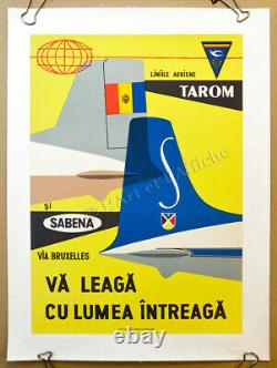 SABENA va leaga cu lumea întreaga, Affiche originale Vintage Poster Aviation