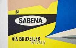 SABENA va leaga cu lumea întreaga, Affiche originale Vintage Poster Aviation