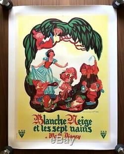 SNOW WHITE Original French Poster Disney RKO. FIRST FRENCH AFFICHE